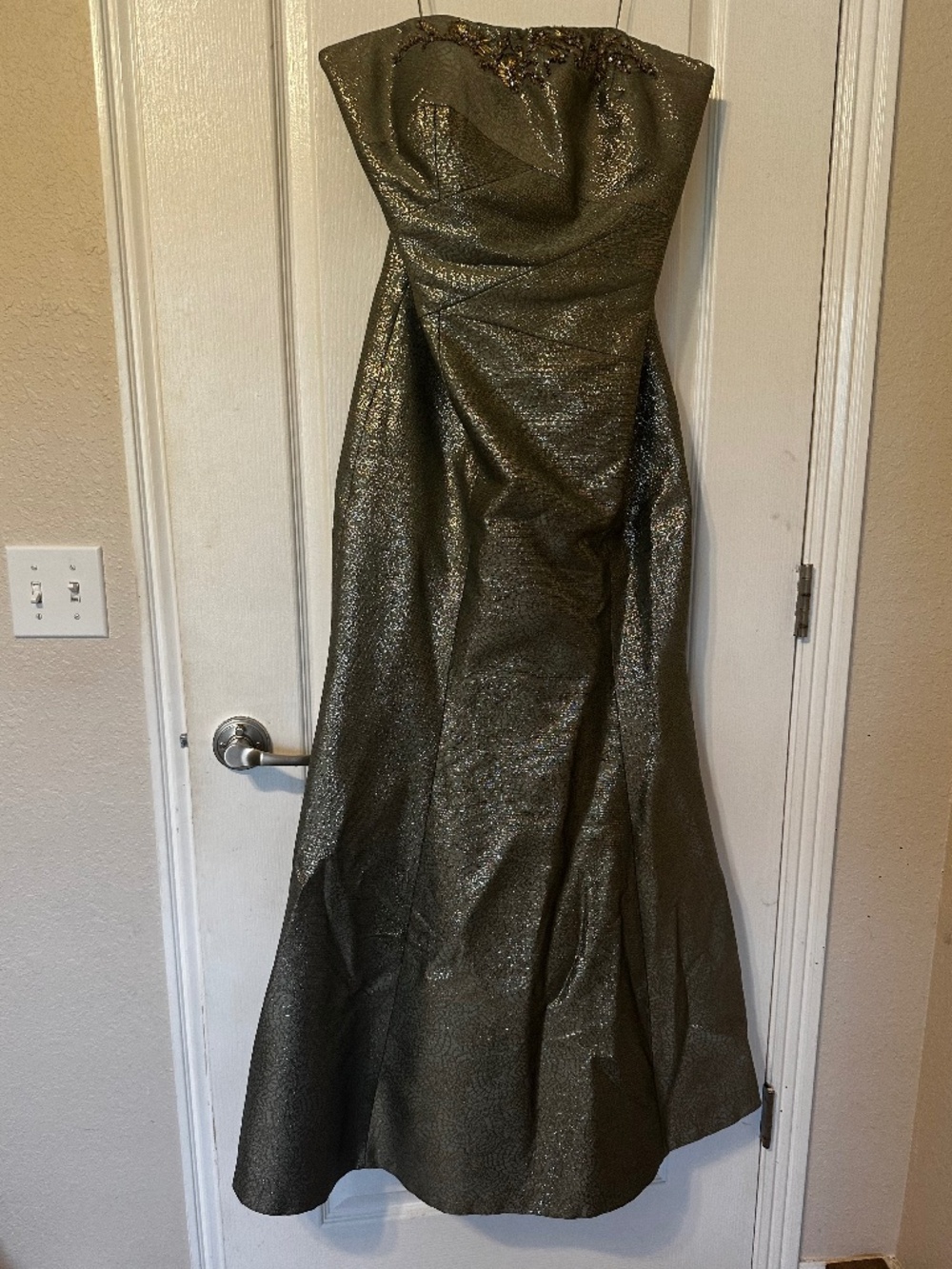 Size 12 Sage and Gold Evening Dress